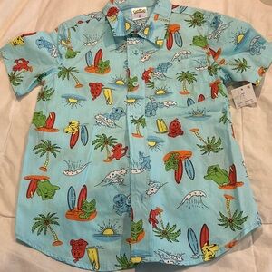 Pokemon Blue Tropical Button Down Shirt